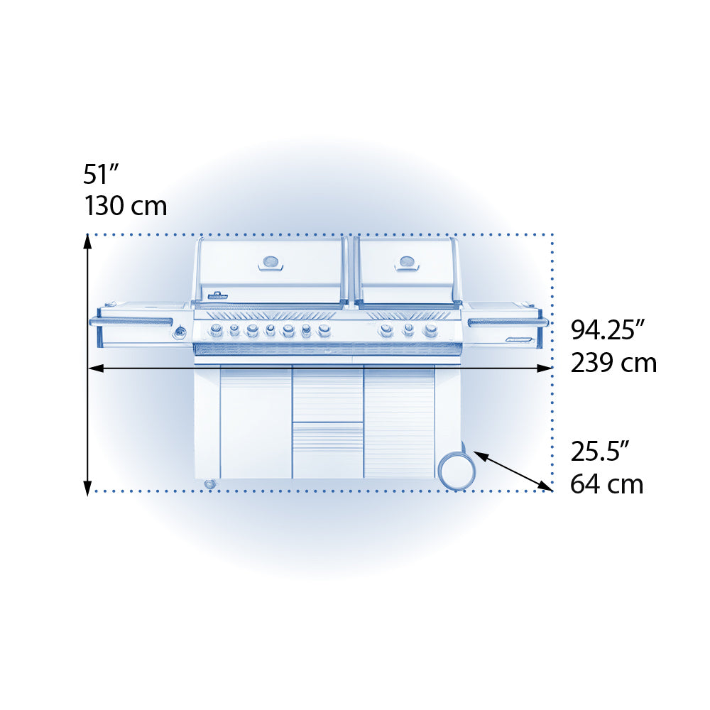 Napoleon Prestige PRO 825 Freestanding Gas Grill with Power Side Burner and Dual Infrared Burners, Natural Gas