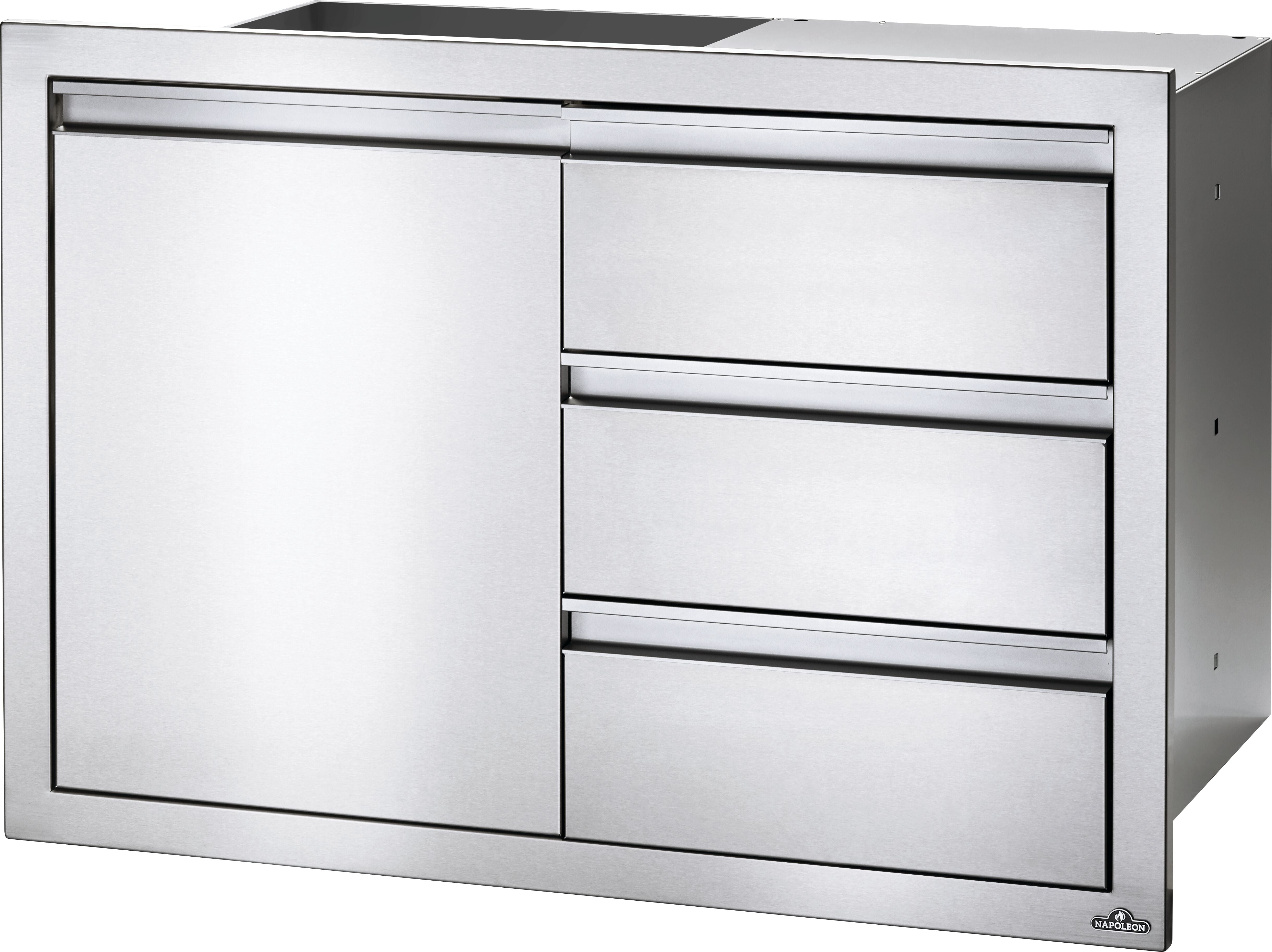 Napoleon 36-Inch Built-In Single Door and Triple Drawer Storage Cabinet