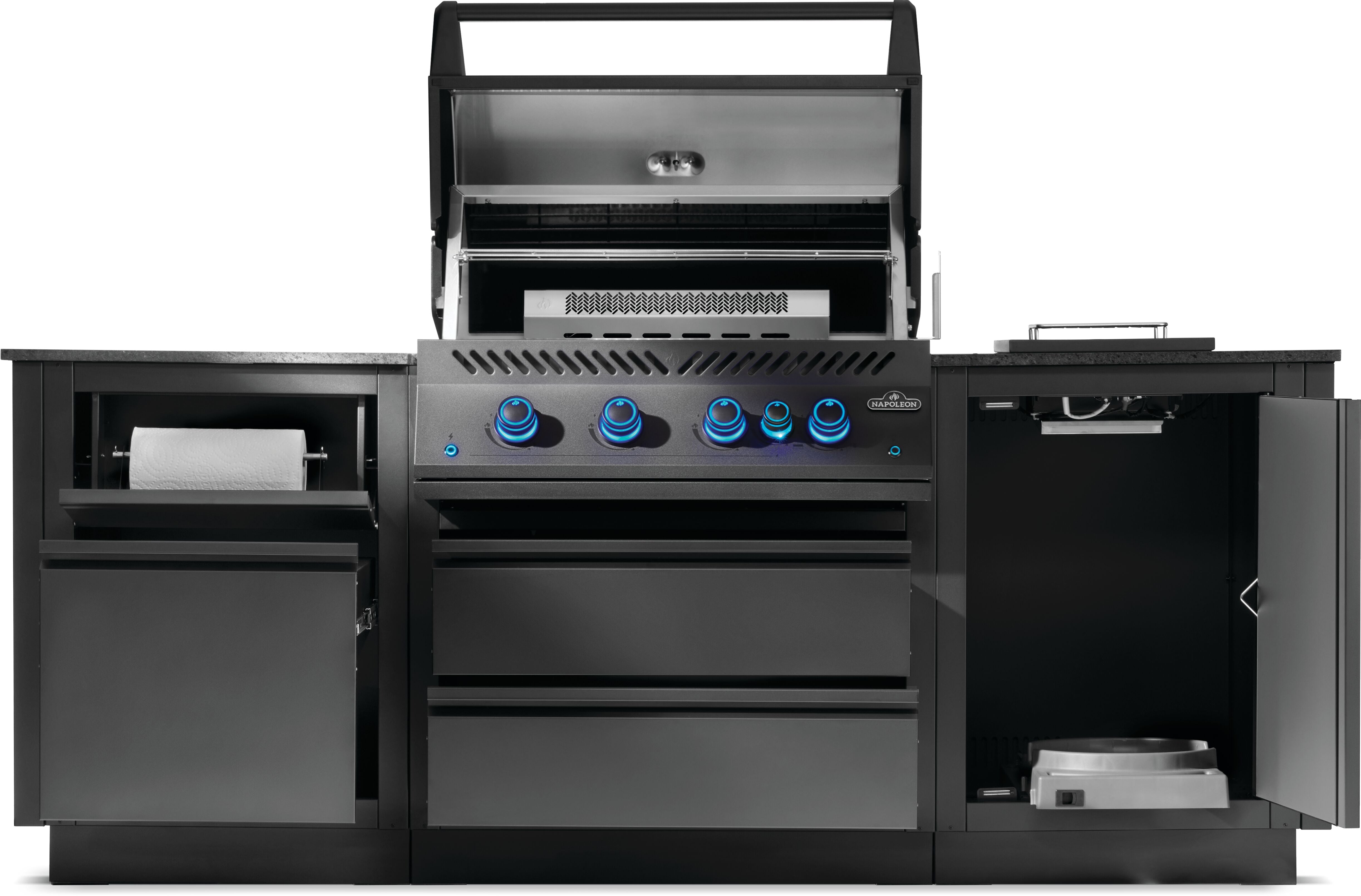 Napoleon OASIS 300 Outdoor Kitchen with Built-In 700 Series 32 Grill, Matte Black
