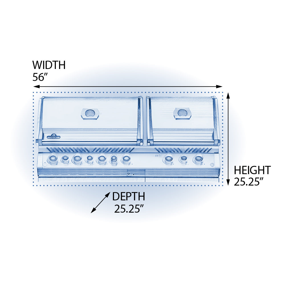 Napoleon Prestige PRO 825 Built-In Gas Grill Head with Infrared Bottom and Rear Burners, Natural Gas