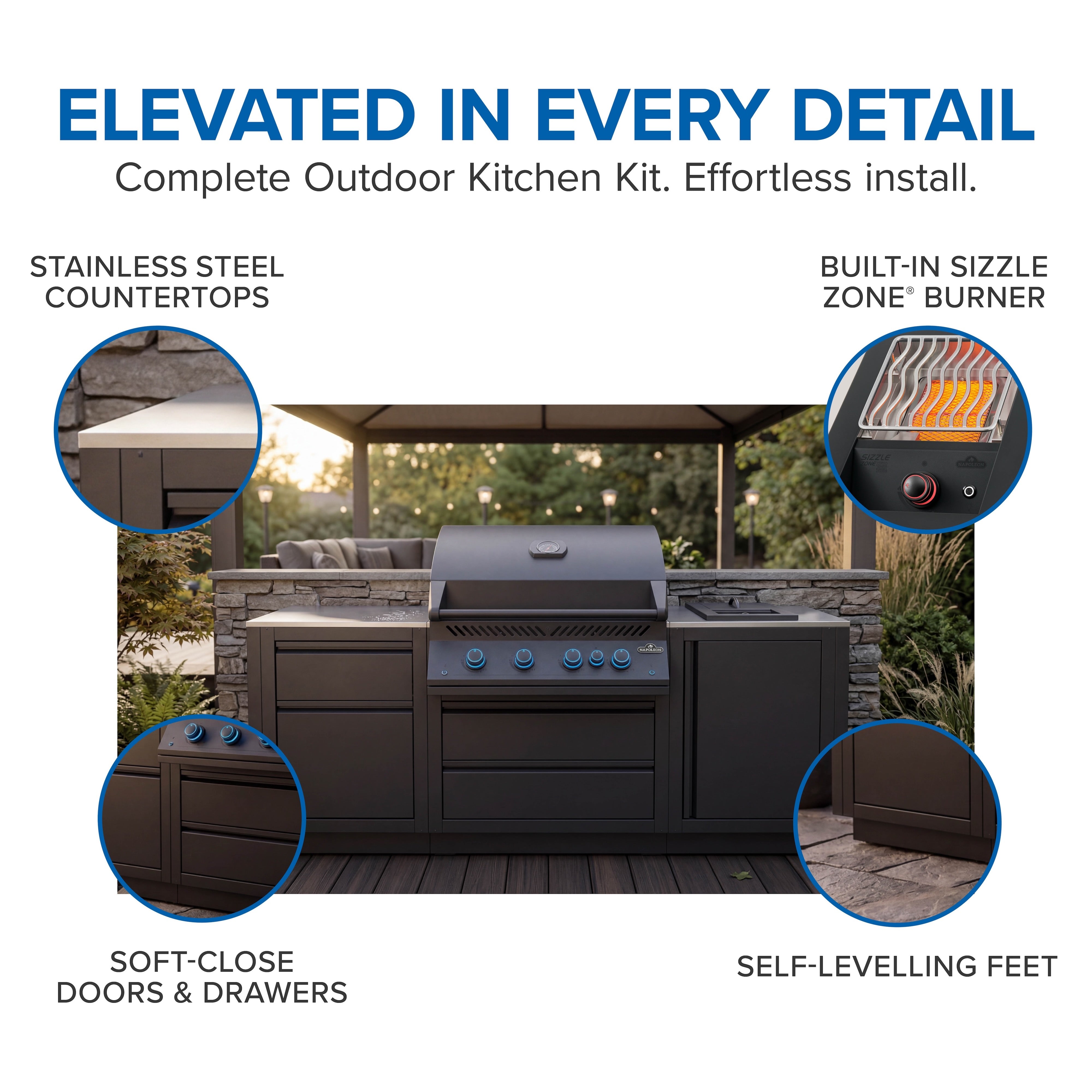 OASIS® Outdoor Kitchen Kit, Built-in 700 Series 32 with Stainless Steel Countertops