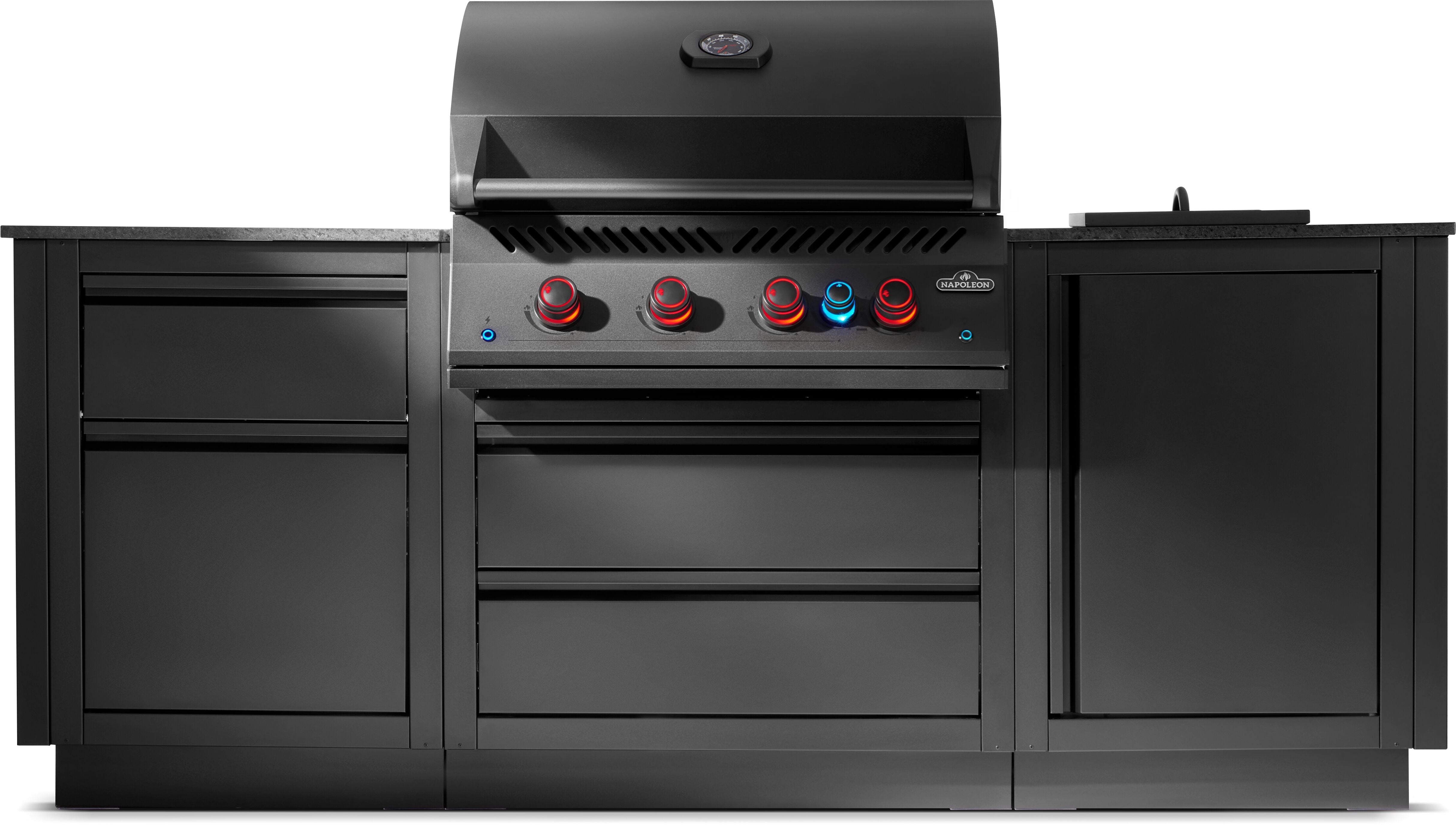 Napoleon OASIS 300 Outdoor Kitchen with Built-In 700 Series 32 Grill, Matte Black, Propane