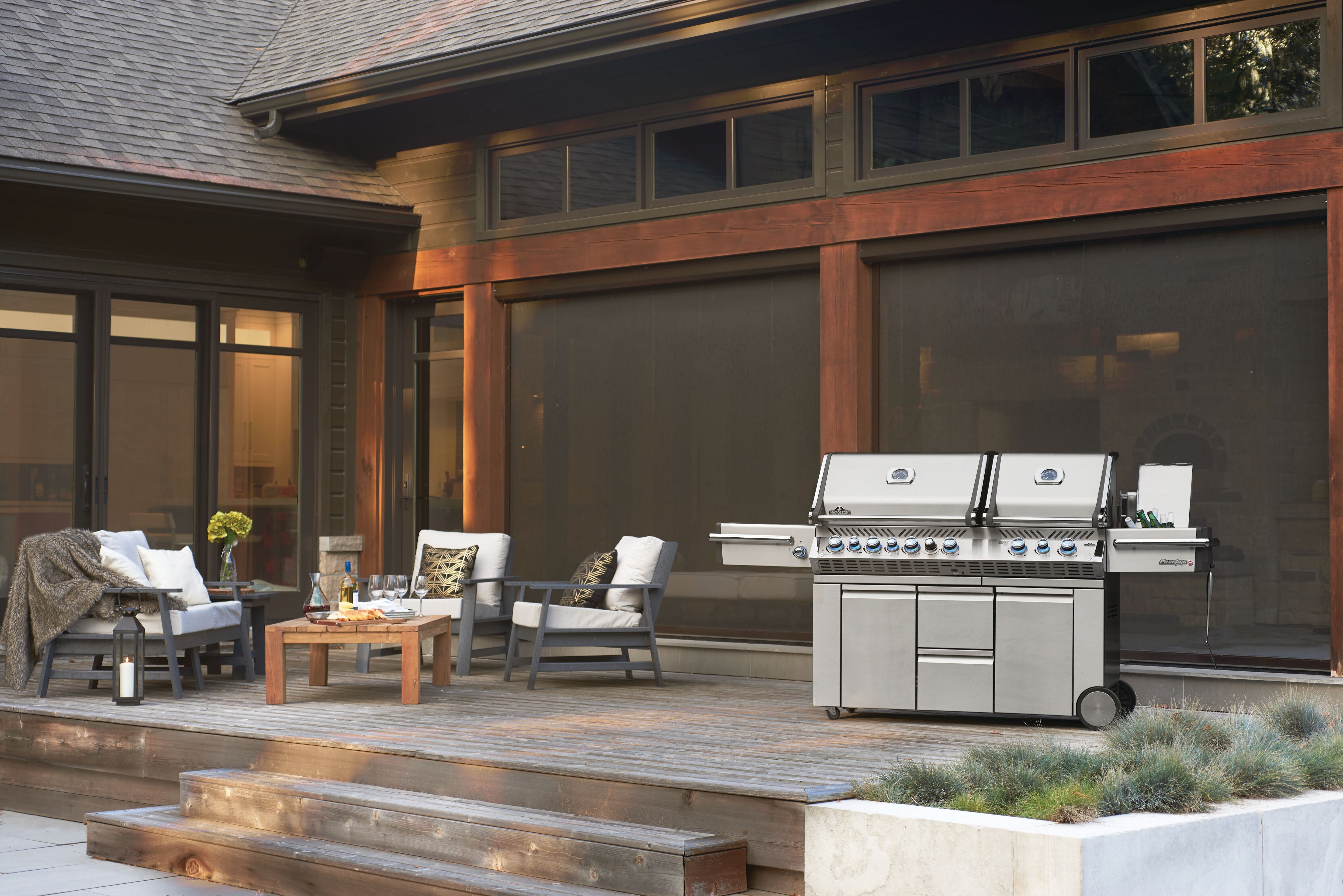 Napoleon Prestige PRO 825 Freestanding Gas Grill with Power Side Burner and Dual Infrared Burners, Natural Gas